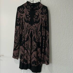 Free People M printed mock neck ponte dress